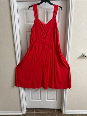 Ava & Viv Bright Red Button-Front Dress